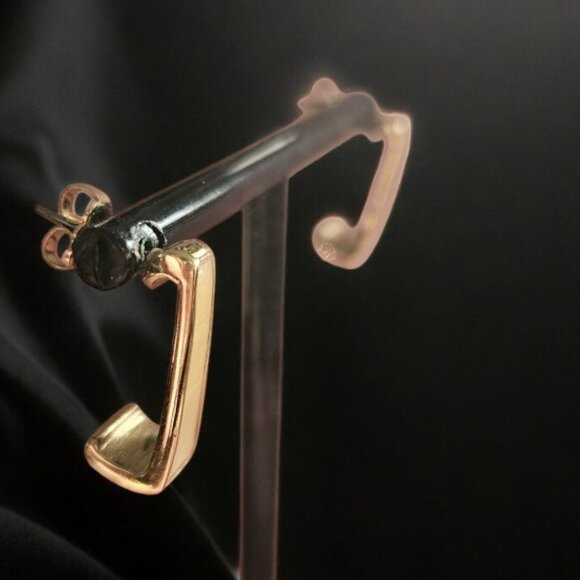 Vintage AVON Goldtone and Honey Yellow Geometric Stud Earrings - Picture 5 of 5